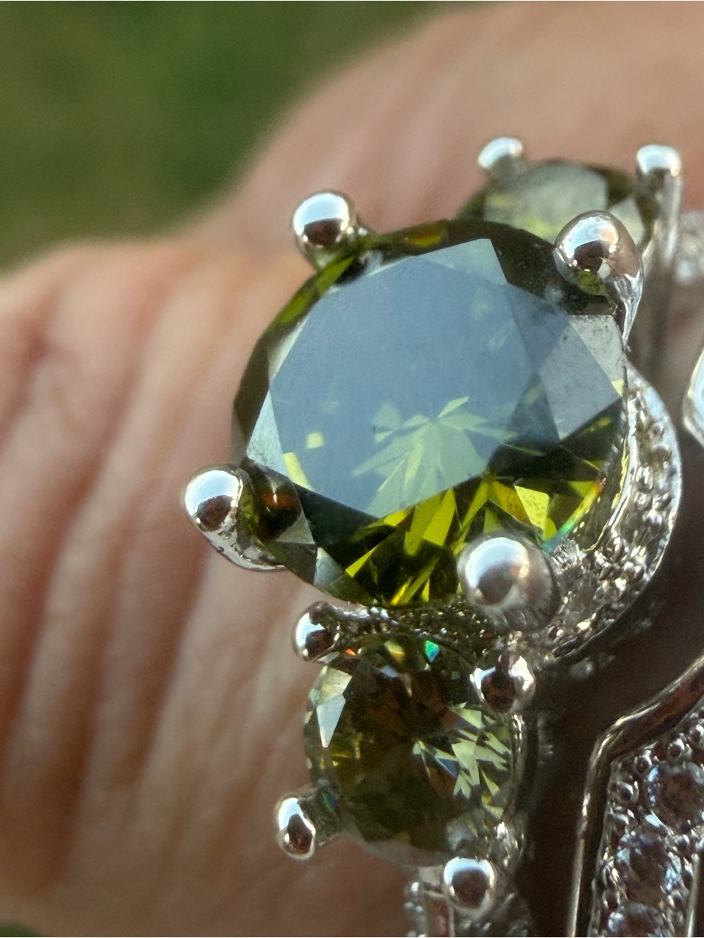 Sterling Silver Peridot Three-Stone Ring - Picture 9 of 14